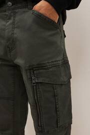 Dark Khaki Green Slim Fit Zip Detail Stretch Cargo Shorts - Image 2 of 9