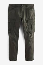 Dark Khaki Green Slim Fit Zip Detail Stretch Cargo Shorts - Image 3 of 9