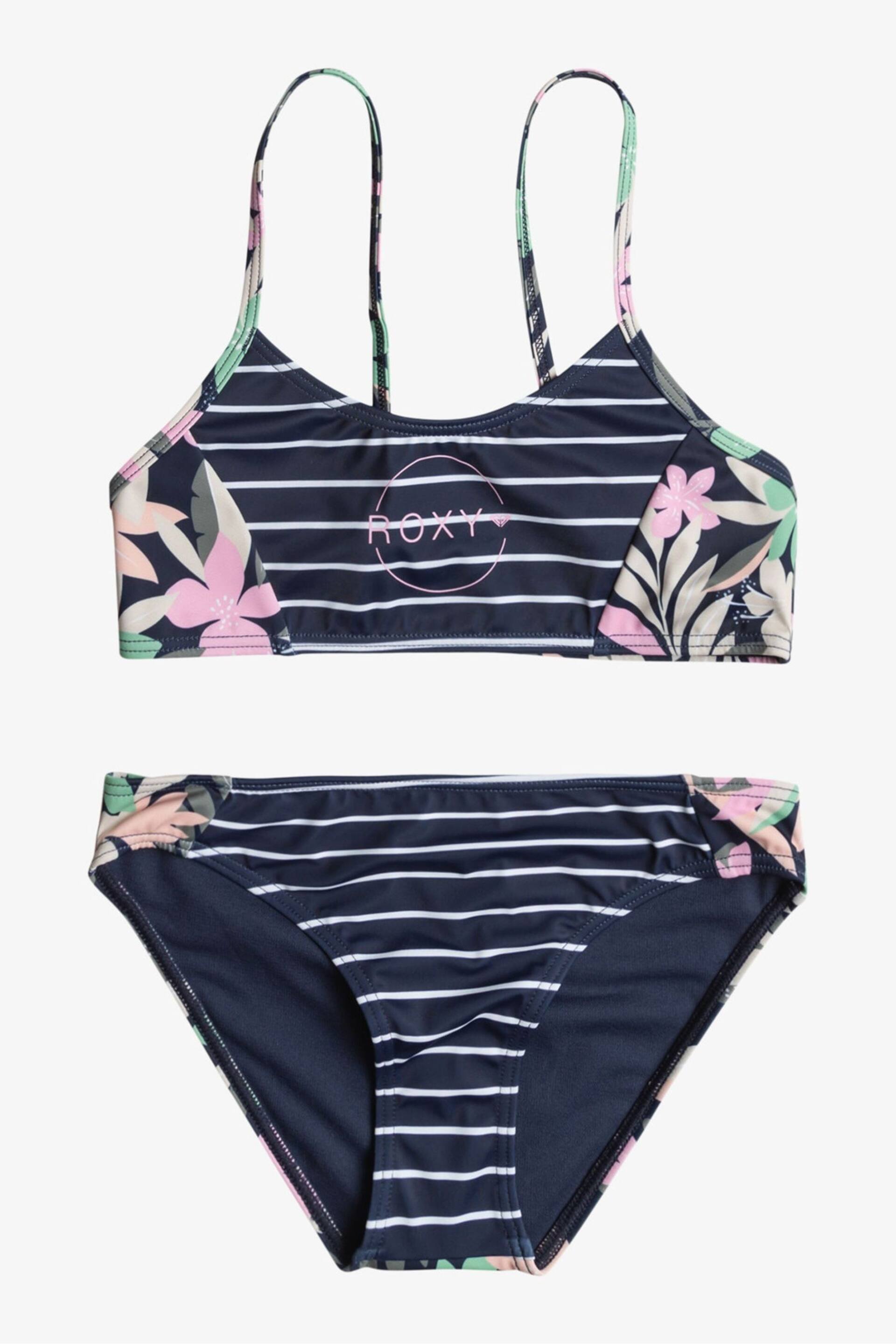 Roxy Navy Blue Stripe Print Bikini Set - Image 1 of 2