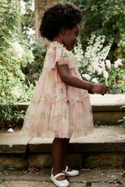 Cream Floral Tiered Mesh Dress (3mths-7yrs) - Image 2 of 6