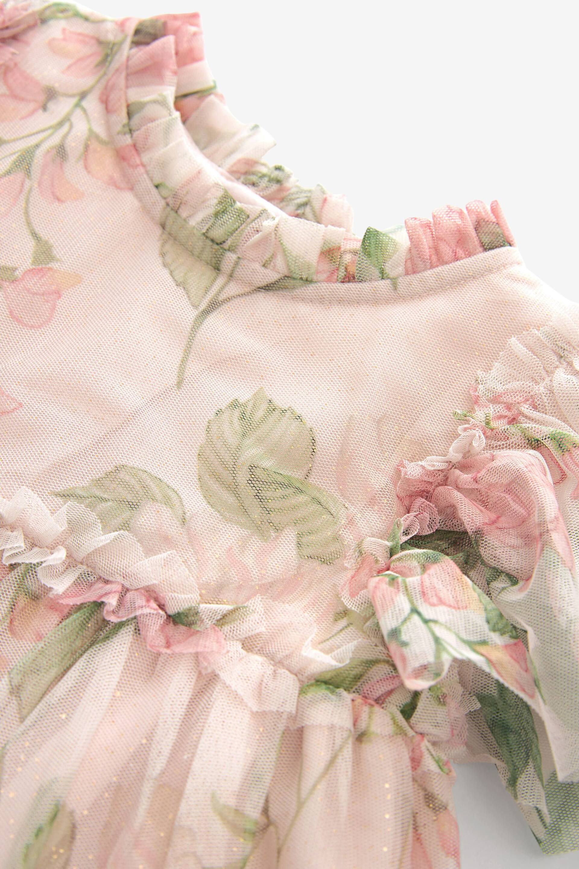Cream Floral Tiered Mesh Dress (3mths-7yrs) - Image 6 of 6