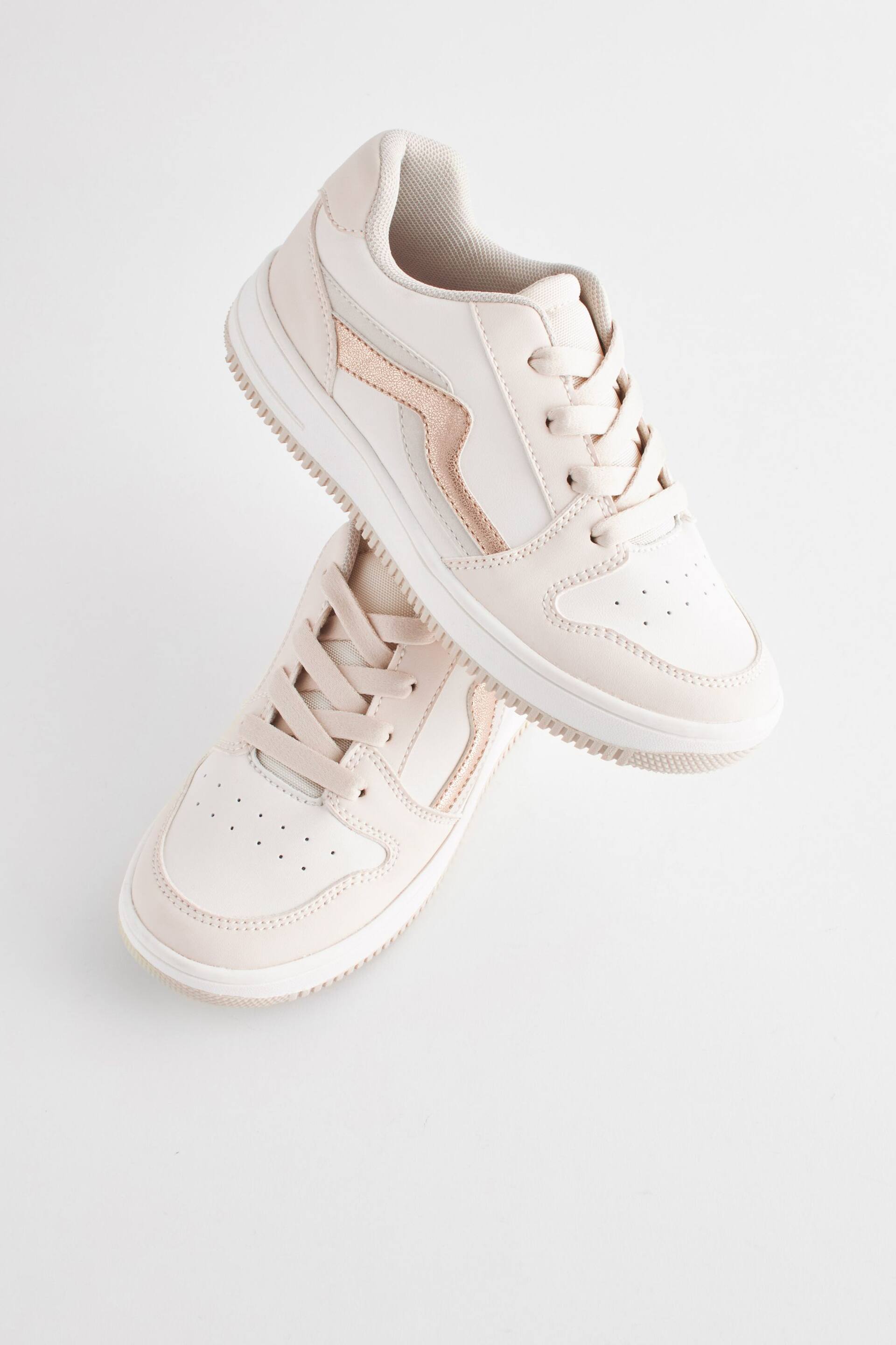 Neutral Gold Lace-Up Trainers - Image 3 of 4