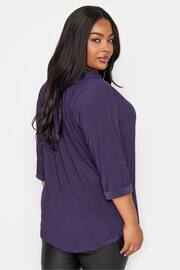 Yours Curve Purple Half Placket Jersey Blouse - Image 3 of 4