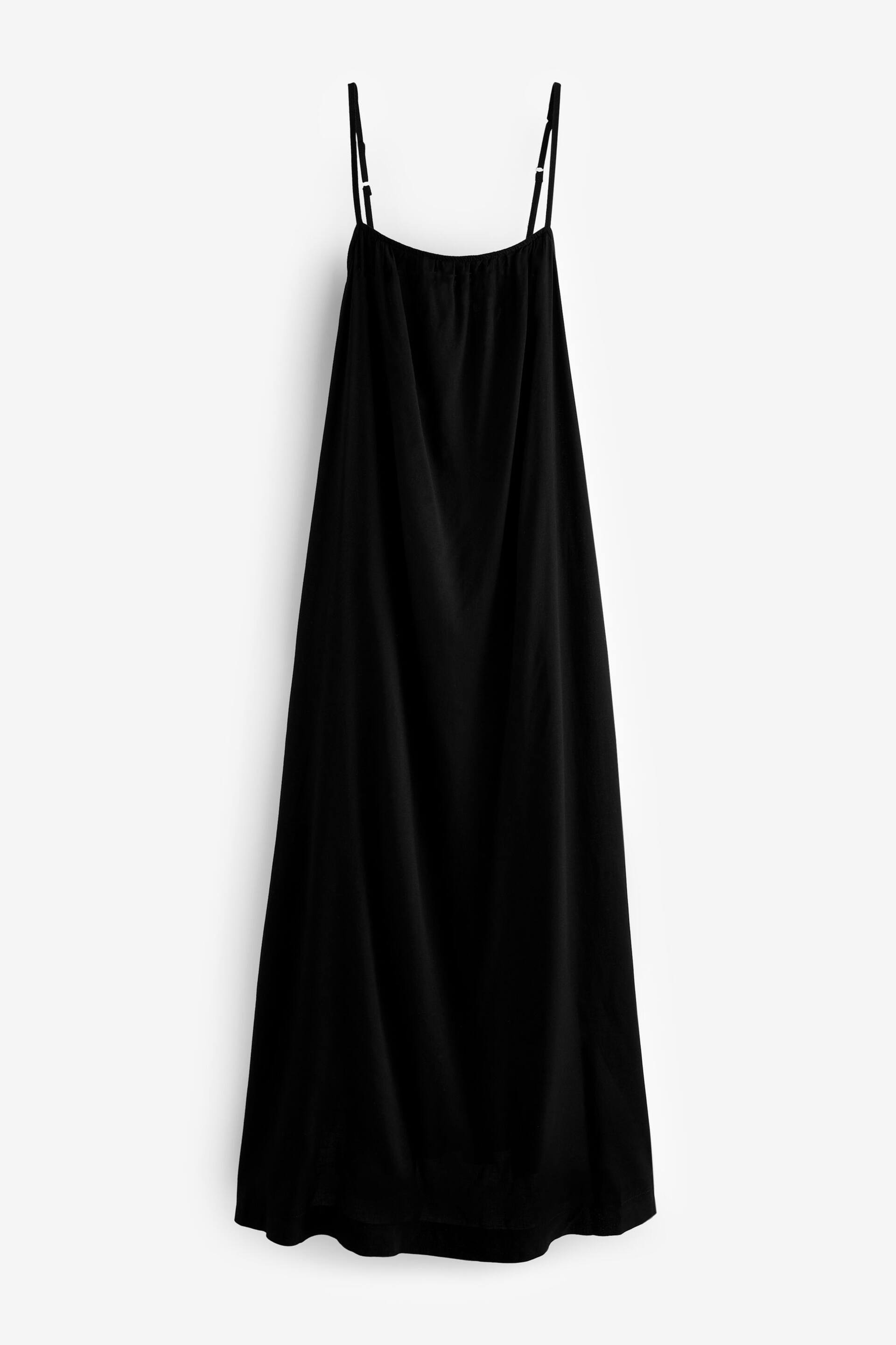 Black Tie Back Maxi Dress With Linen - Image 5 of 6