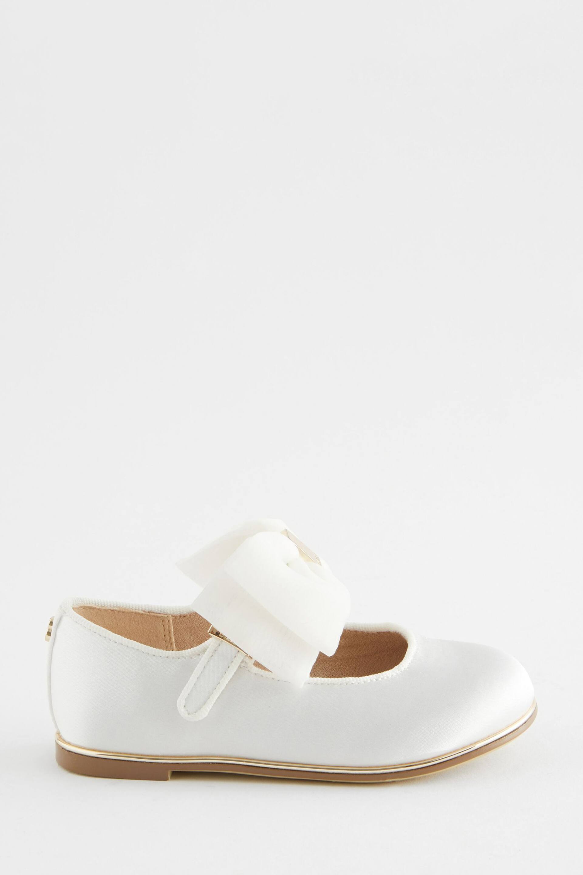 Baker by Ted Baker Girls Ivory Satin Mary Jane Shoes with Organza Bow - Image 2 of 5