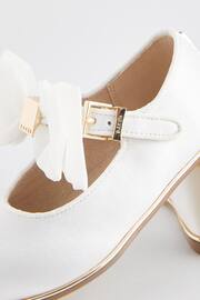 Baker by Ted Baker Girls Ivory Satin Mary Jane Shoes with Organza Bow - Image 4 of 5