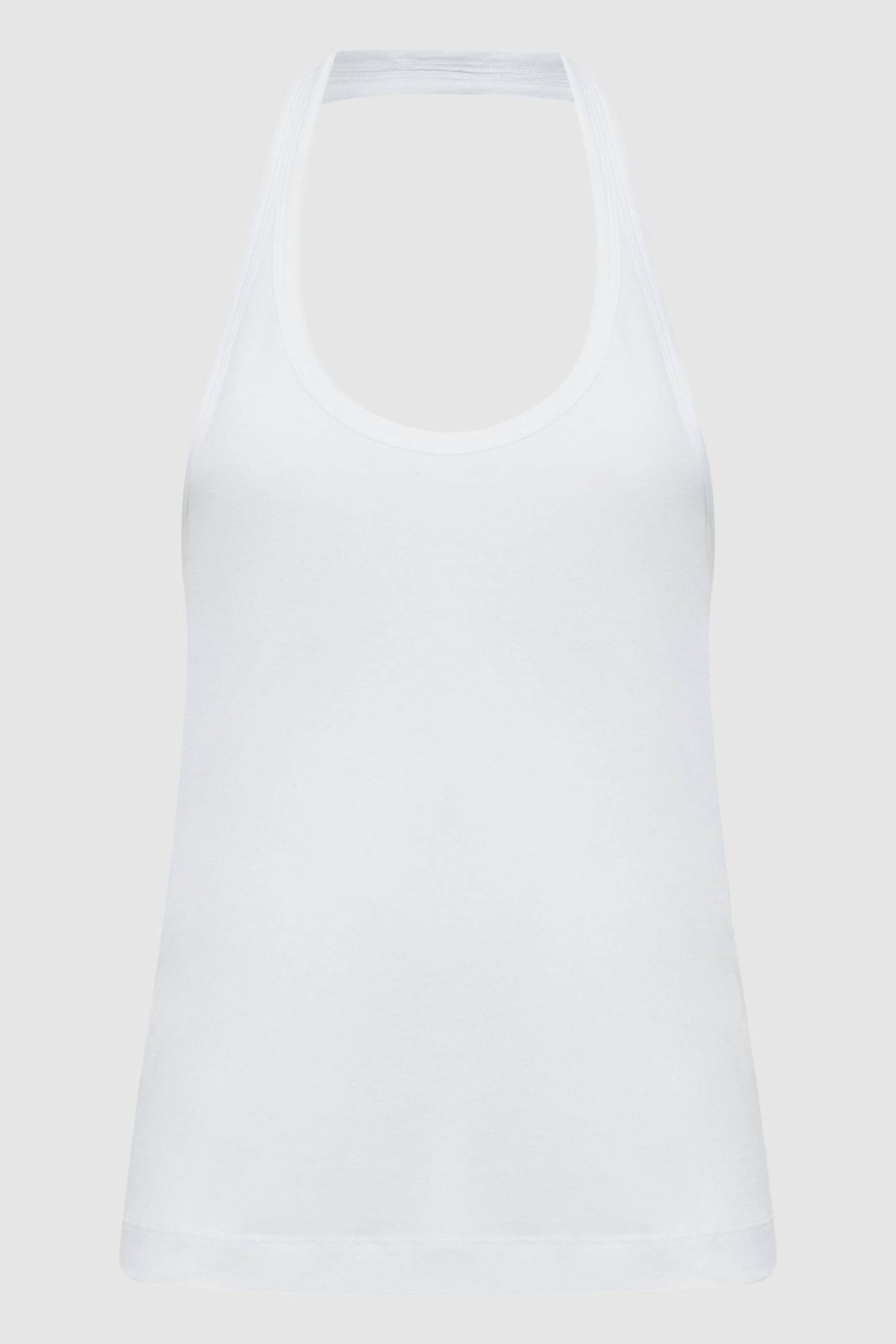 Reiss White Molly Cotton Halter Neck Vest - Image 2 of 5