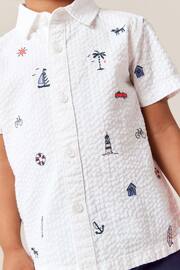White Short Sleeve All-Over Print Embroidered Shirt (3mths-7yrs) - Image 4 of 7