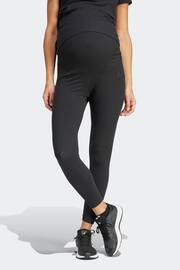 adidas Black Maternity Sportswear Ribbed High Waist 7/8 Leggings - Image 1 of 6