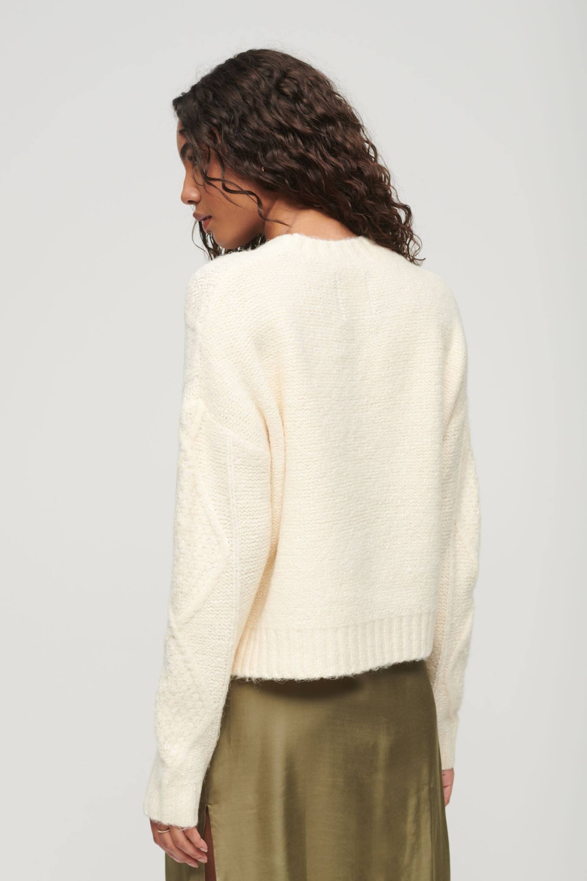 Superdry White Chunky Cable Knitwear Jumper - Image 2 of 6