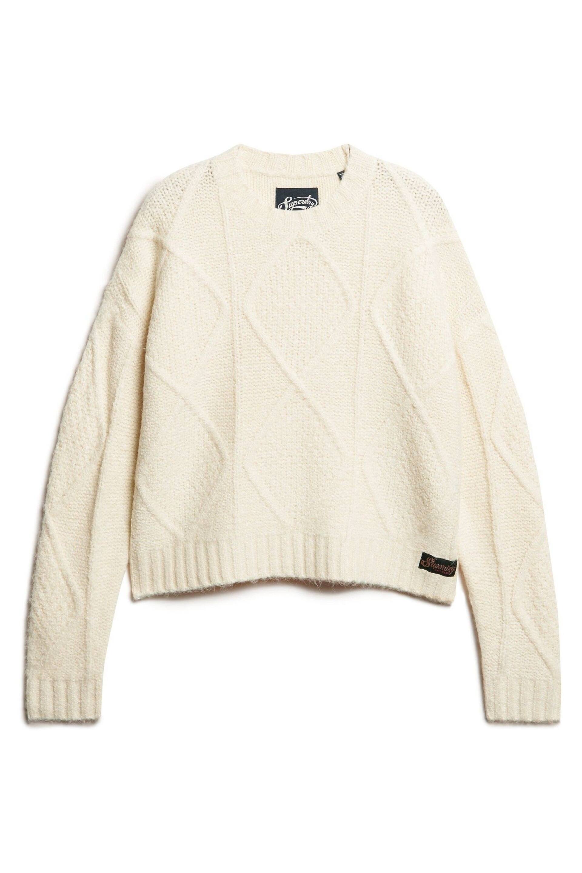 Superdry White Chunky Cable Knitwear Jumper - Image 4 of 6