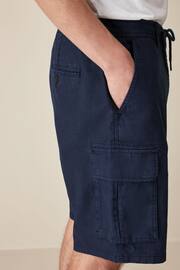 Navy Cotton Linen Cargo Shorts - Image 6 of 9