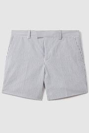 Reiss Soft Blue Barr Senior Seersucker Striped Adjuster Shorts - Image 2 of 4