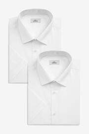 White Regular Fit Easy Care Short Sleeve Shirts 2 Pack - Image 4 of 4