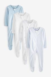 Purebaby Zip Sleepsuits 4 Pack - Image 2 of 7