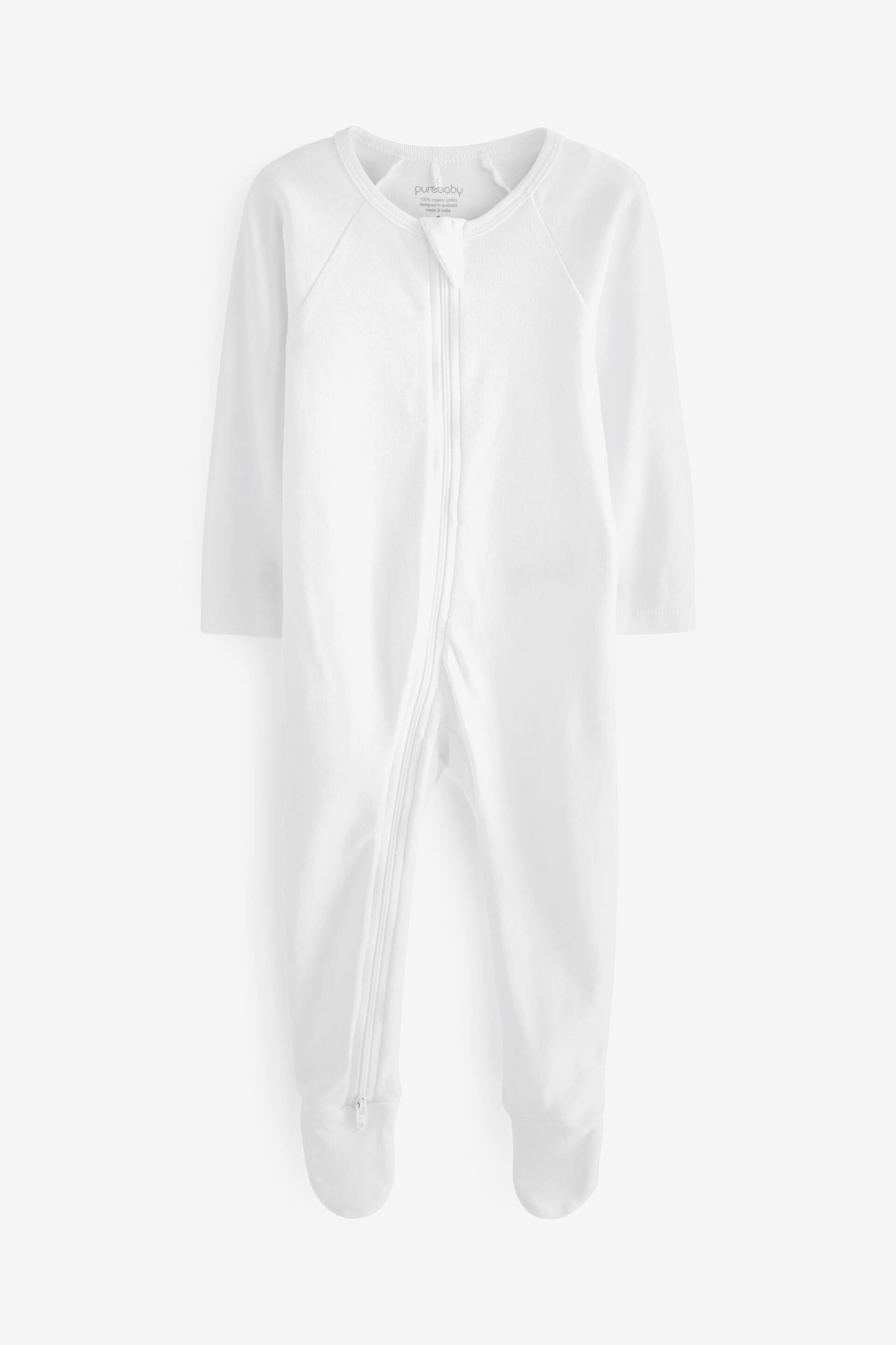 Purebaby Zip Sleepsuits 4 Pack - Image 5 of 7