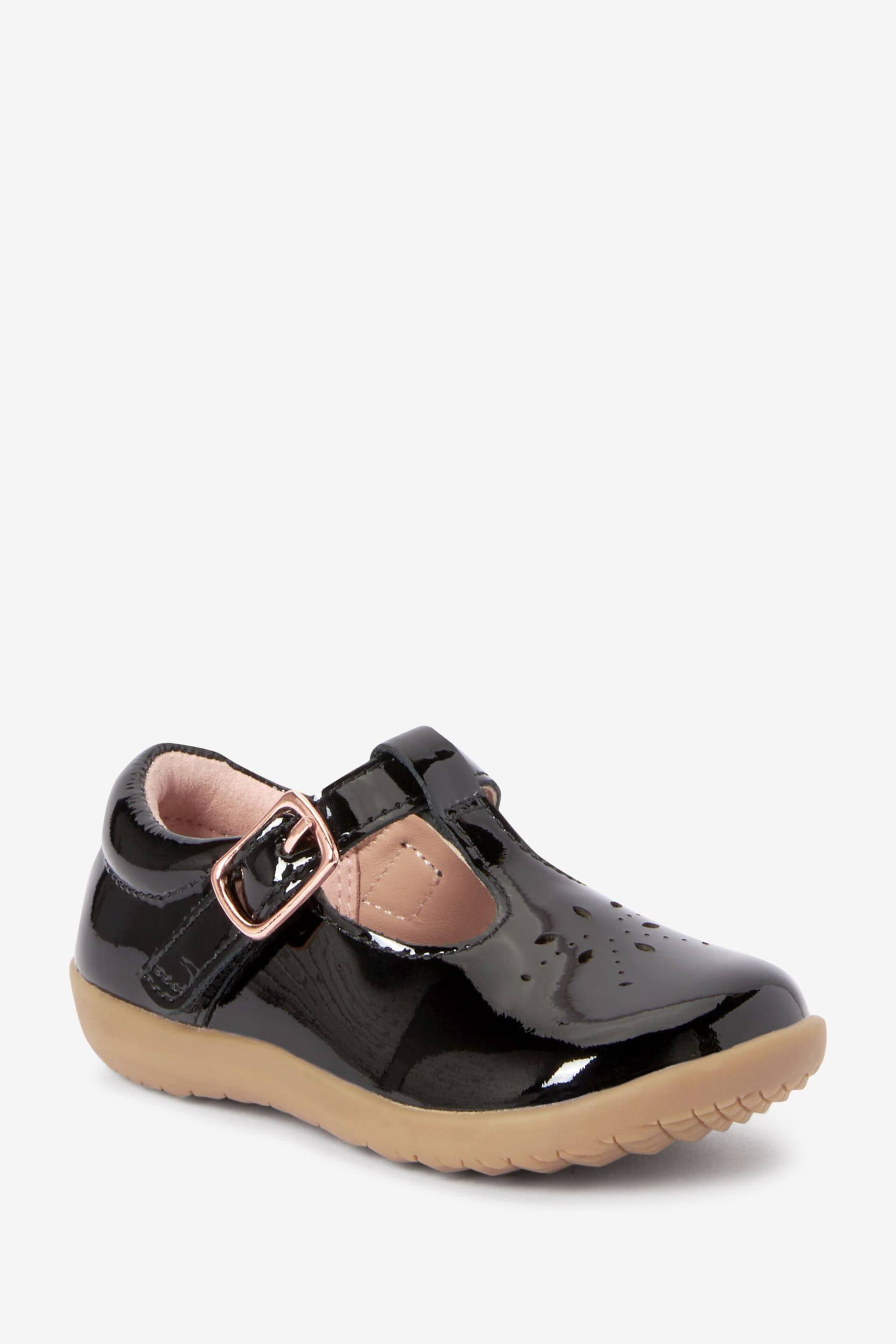 Black Patent Leather Standard Fit (F) First Walker T-Bar Shoes - Image 2 of 4