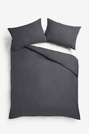 Charcoal Grey 100% Cotton Supersoft Brushed Plain Duvet Cover And Pillowcase Set - Image 4 of 6