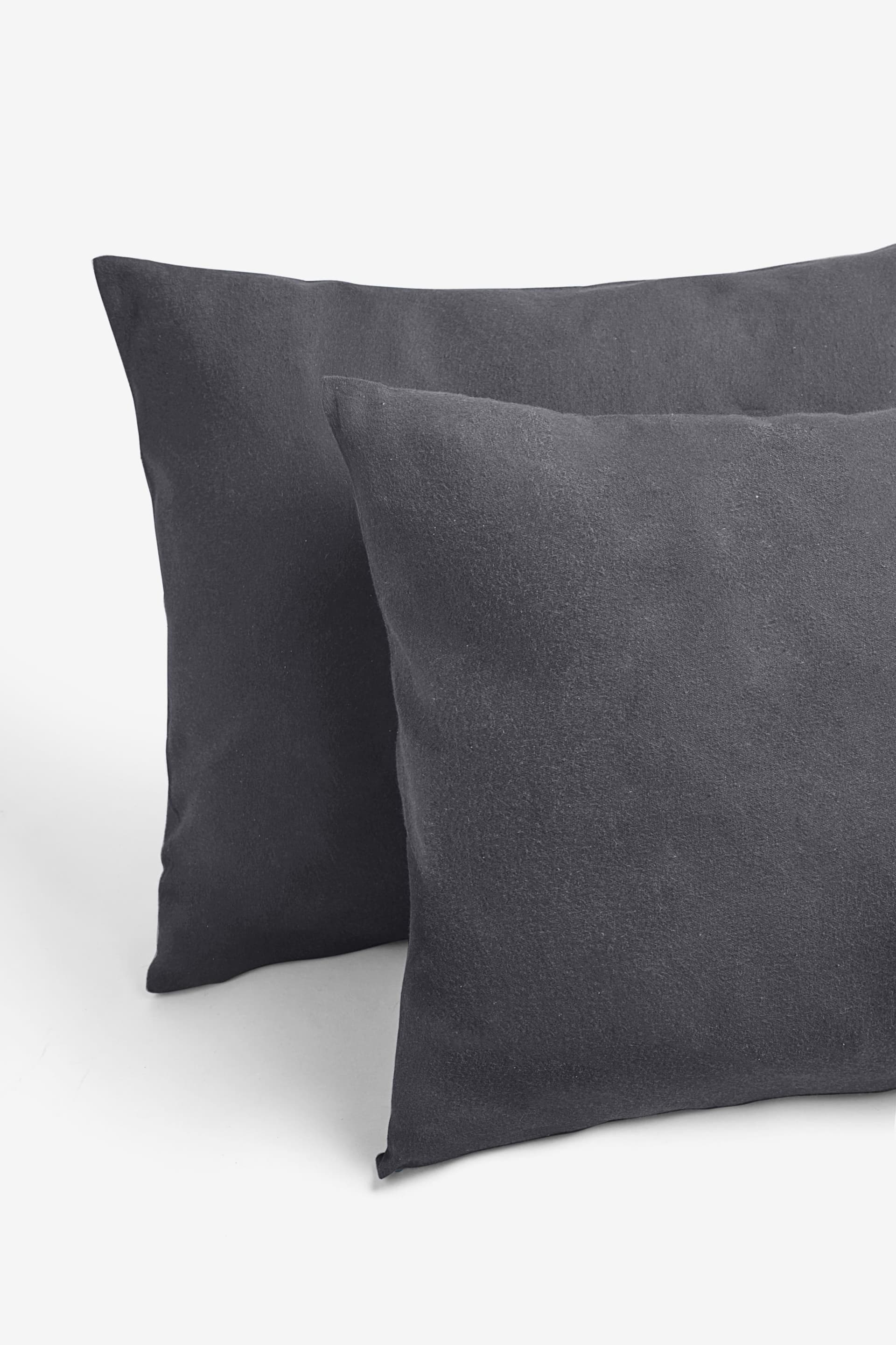 Charcoal Grey 100% Cotton Supersoft Brushed Plain Duvet Cover And Pillowcase Set - Image 6 of 6
