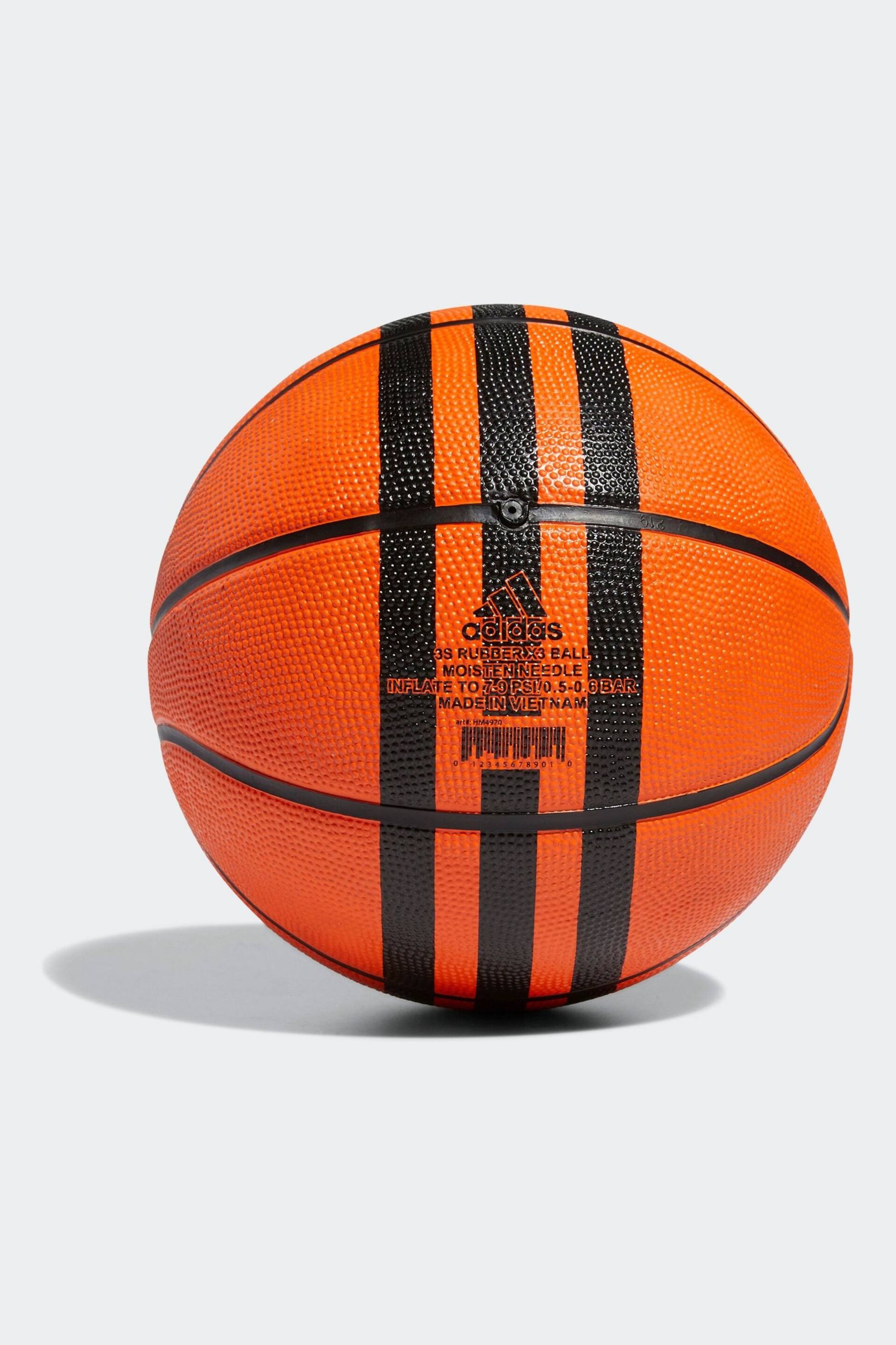 adidas Orange 3-Stripes Rubber X3 Basketball - Image 2 of 4
