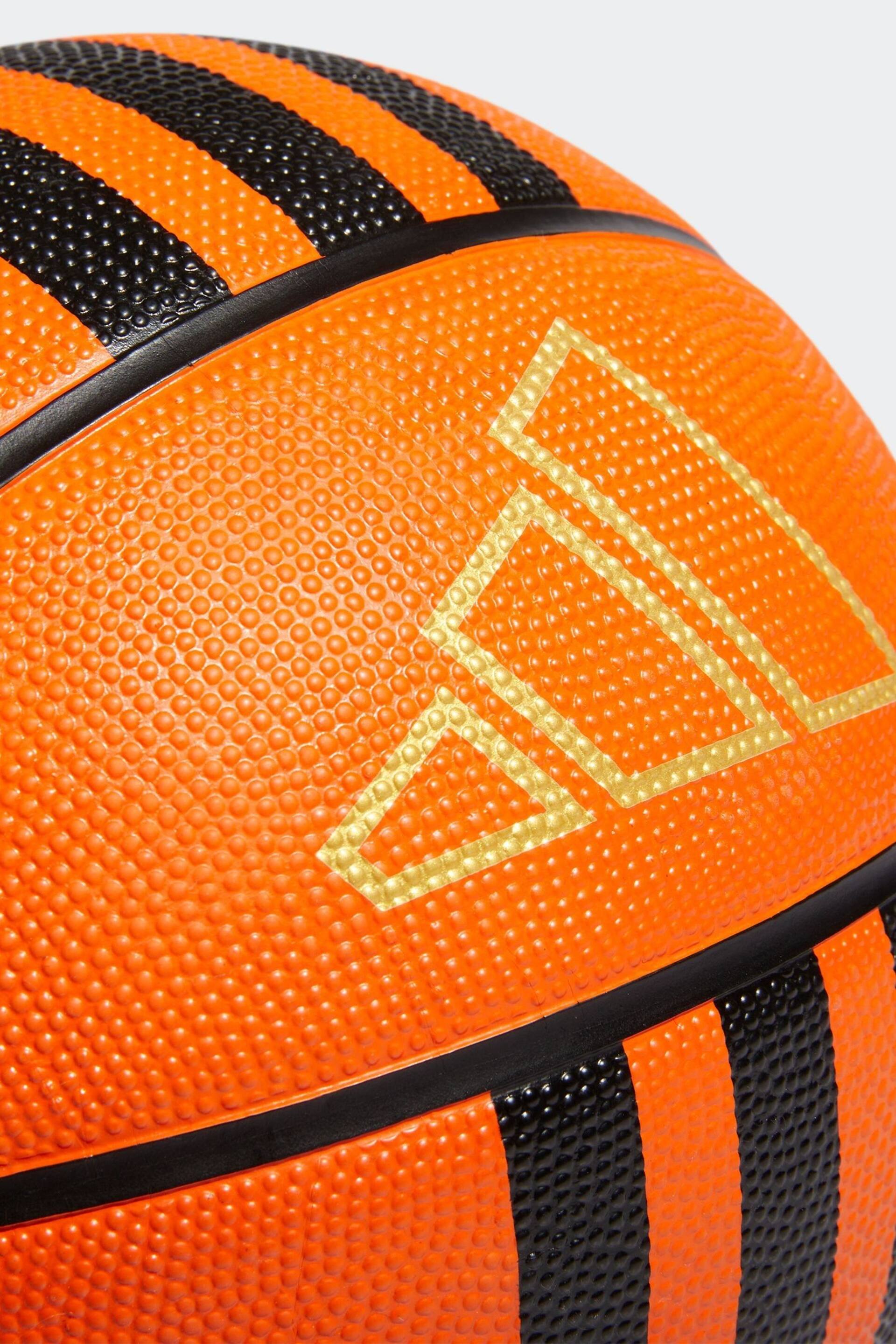 adidas Orange 3-Stripes Rubber X3 Basketball - Image 3 of 4