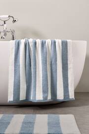 Blue Block Stripe Towel 100% Cotton - Image 1 of 4