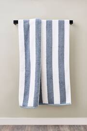 Blue Block Stripe Towel 100% Cotton - Image 2 of 4