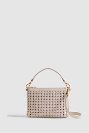 Reiss Off White Brompton Leather Raffia Pouch Bag - Image 1 of 5