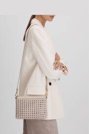 Reiss Off White Brompton Leather Raffia Pouch Bag - Image 2 of 5
