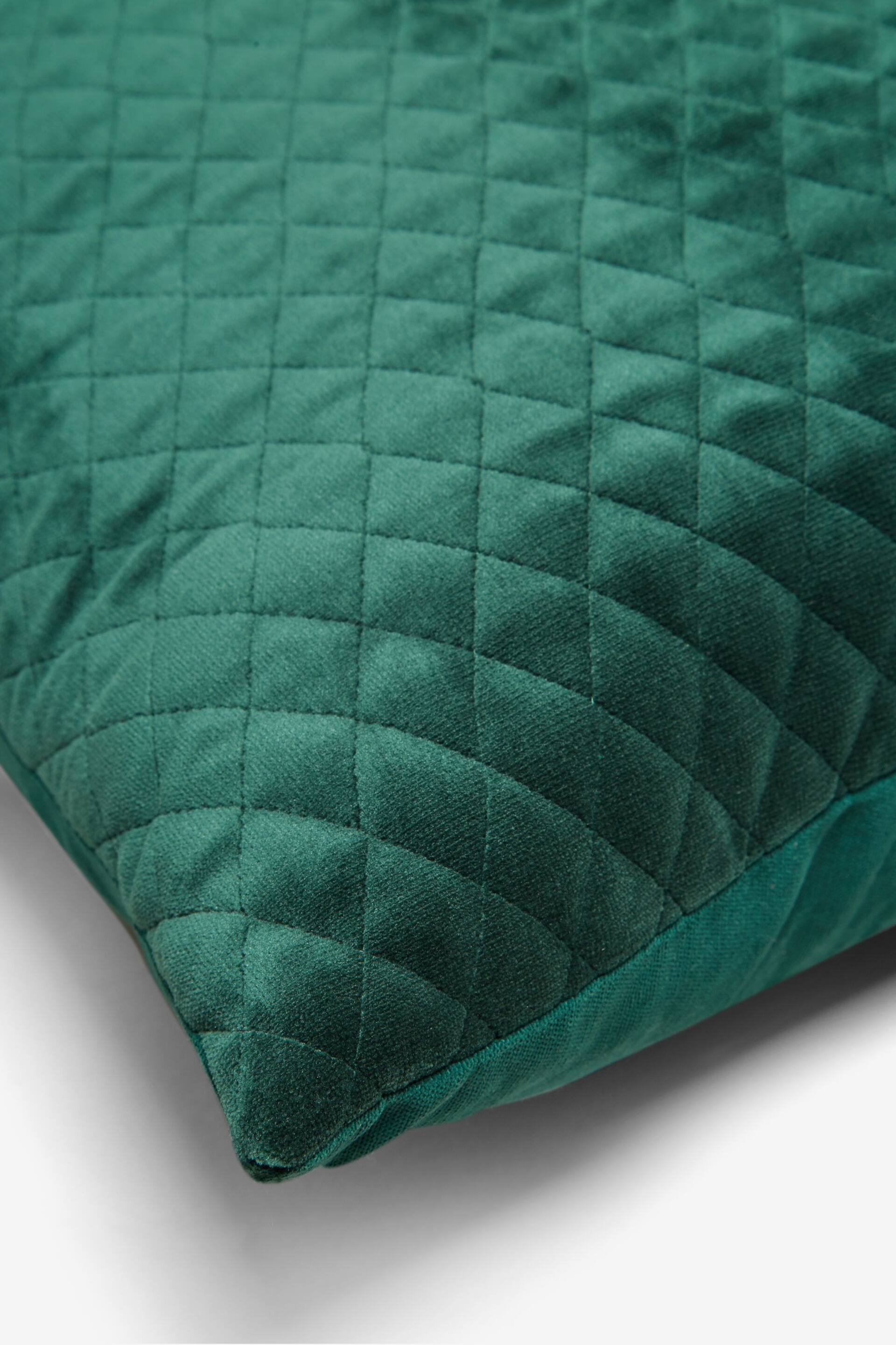 Bottle Green Velvet Quilted Hamilton 50 x 50 Cushion - Image 3 of 8