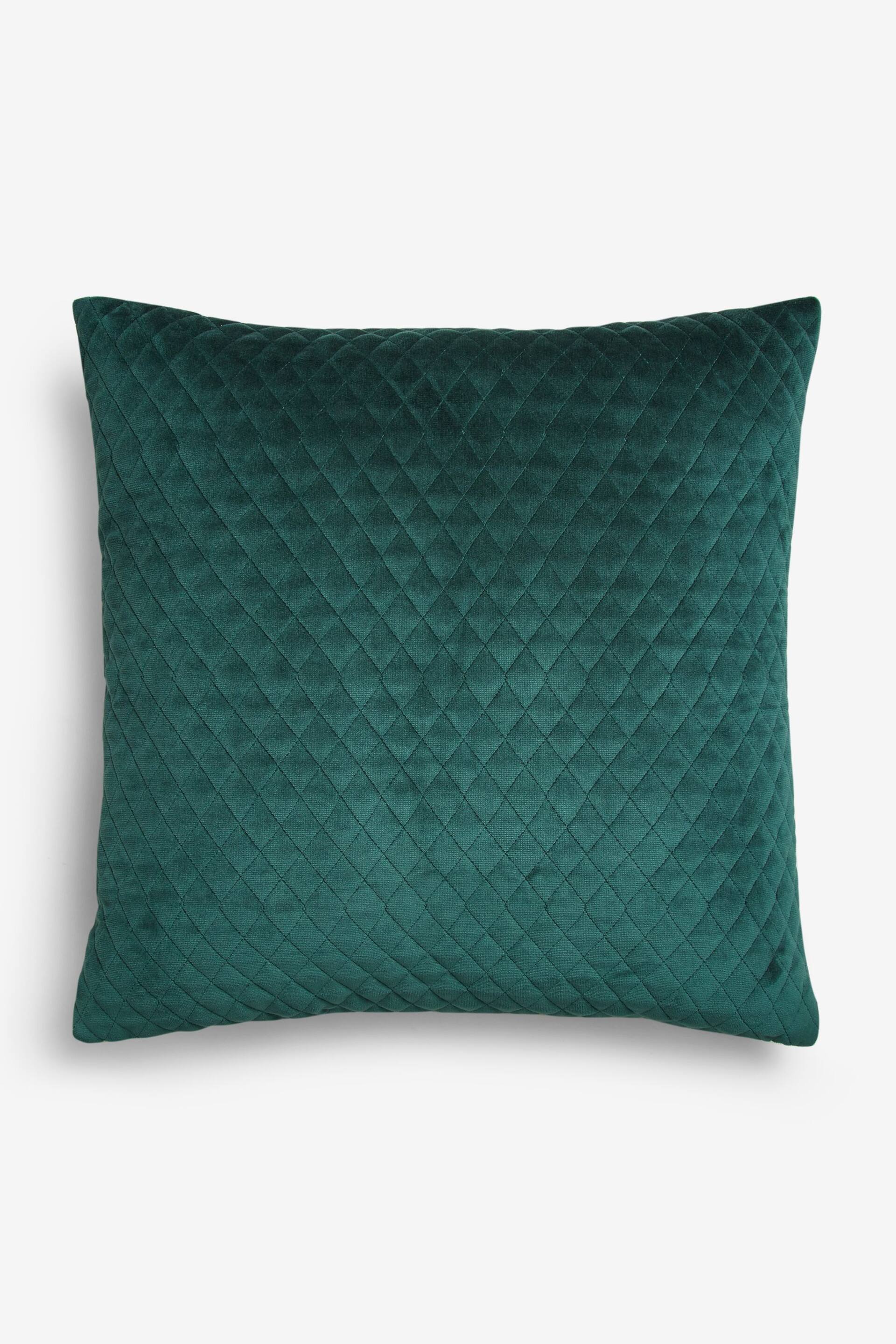 Bottle Green Velvet Quilted Hamilton 50 x 50 Cushion - Image 7 of 8