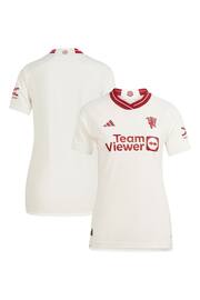 adidas White Manchester United Third Authentic Shirt 2023-24 Womens - Image 1 of 3
