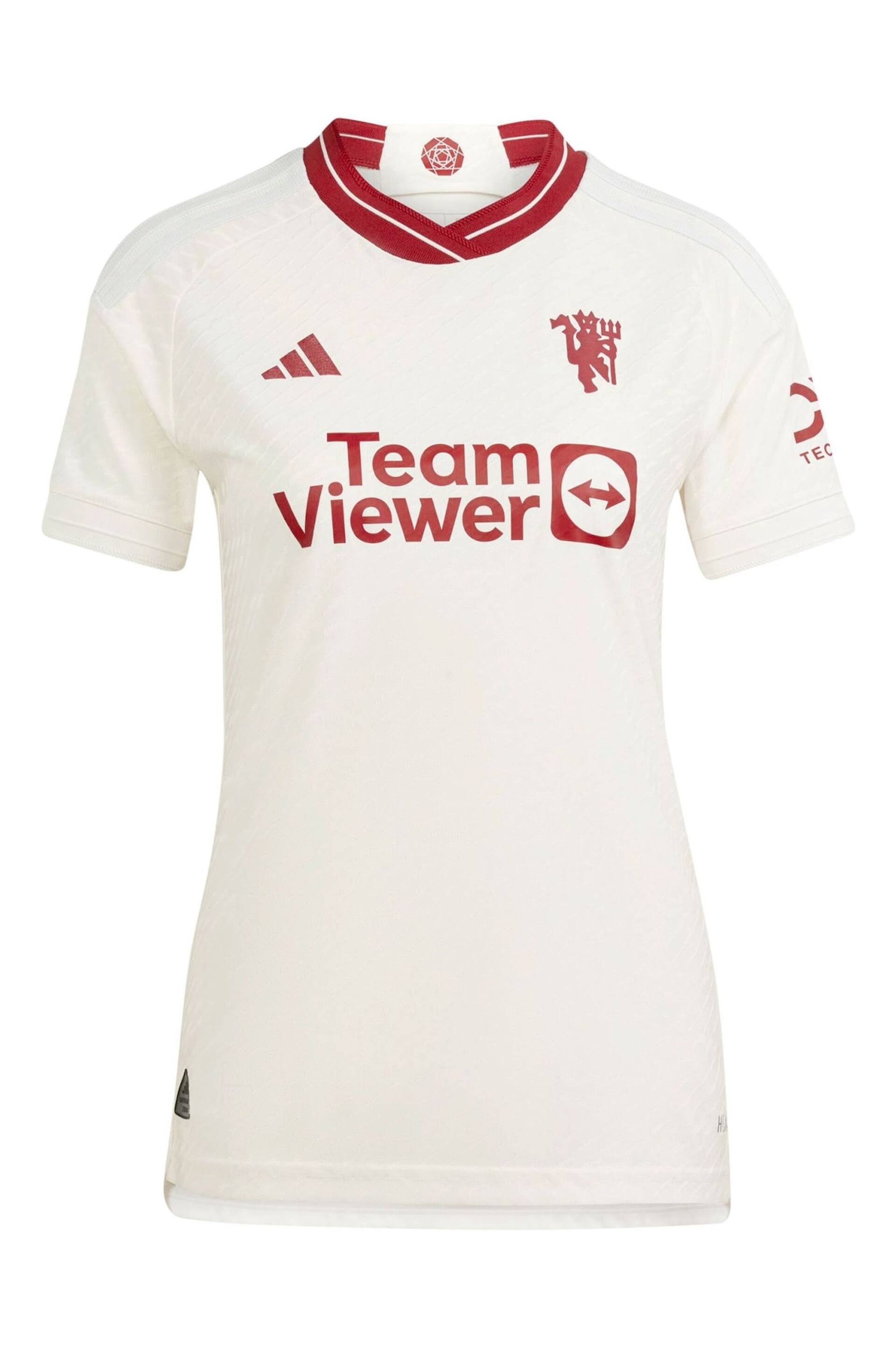 adidas White Manchester United Third Authentic Shirt 2023-24 Womens - Image 2 of 3