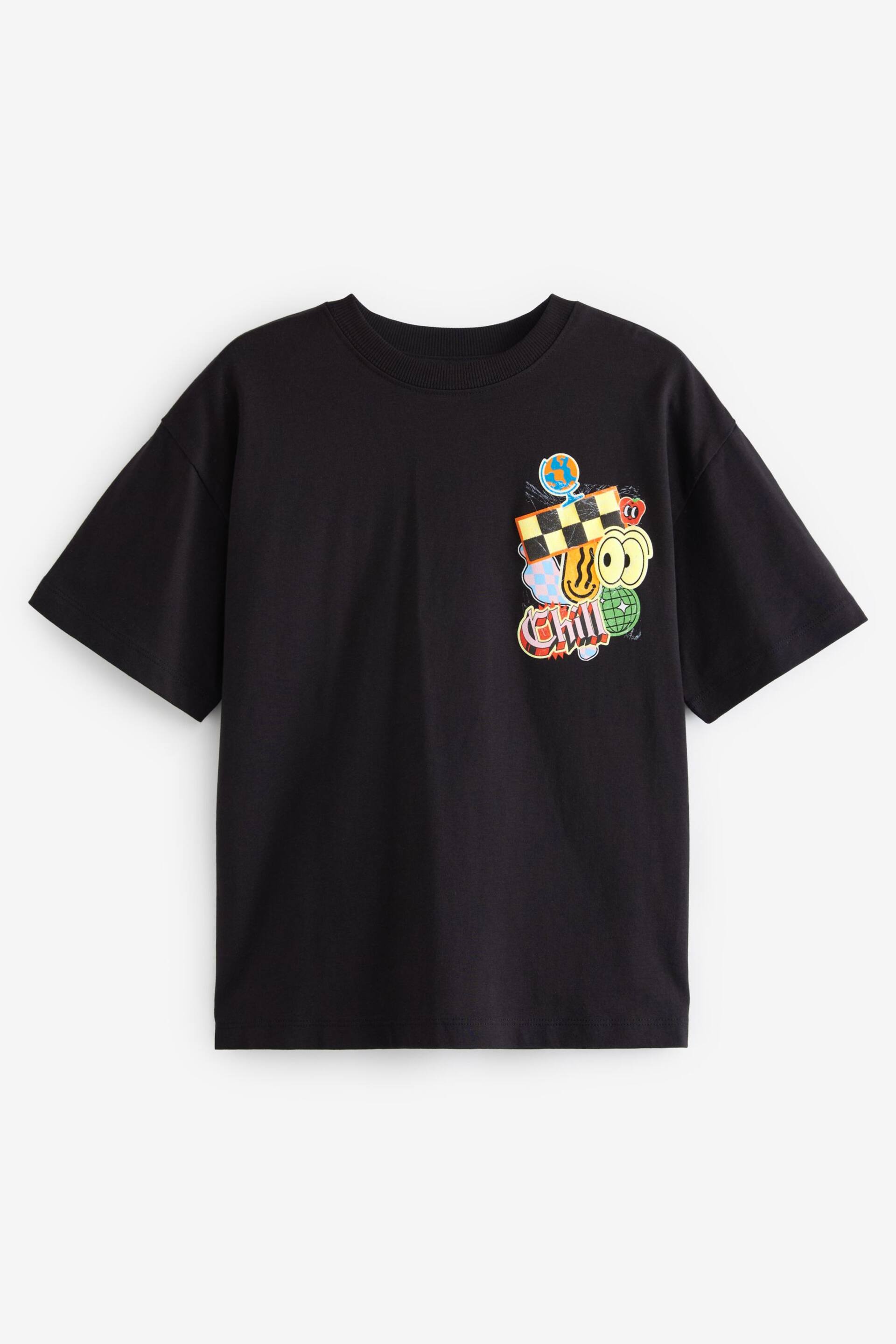 Black Stickers Oversized Fit Short Sleeve Graphic T-Shirt (3-16yrs) - Image 1 of 3