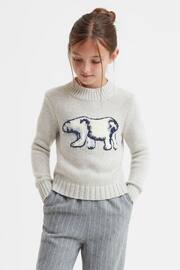 Reiss Grey Polli Junior Casual Knitted Polar Bear Jumper - Image 1 of 6