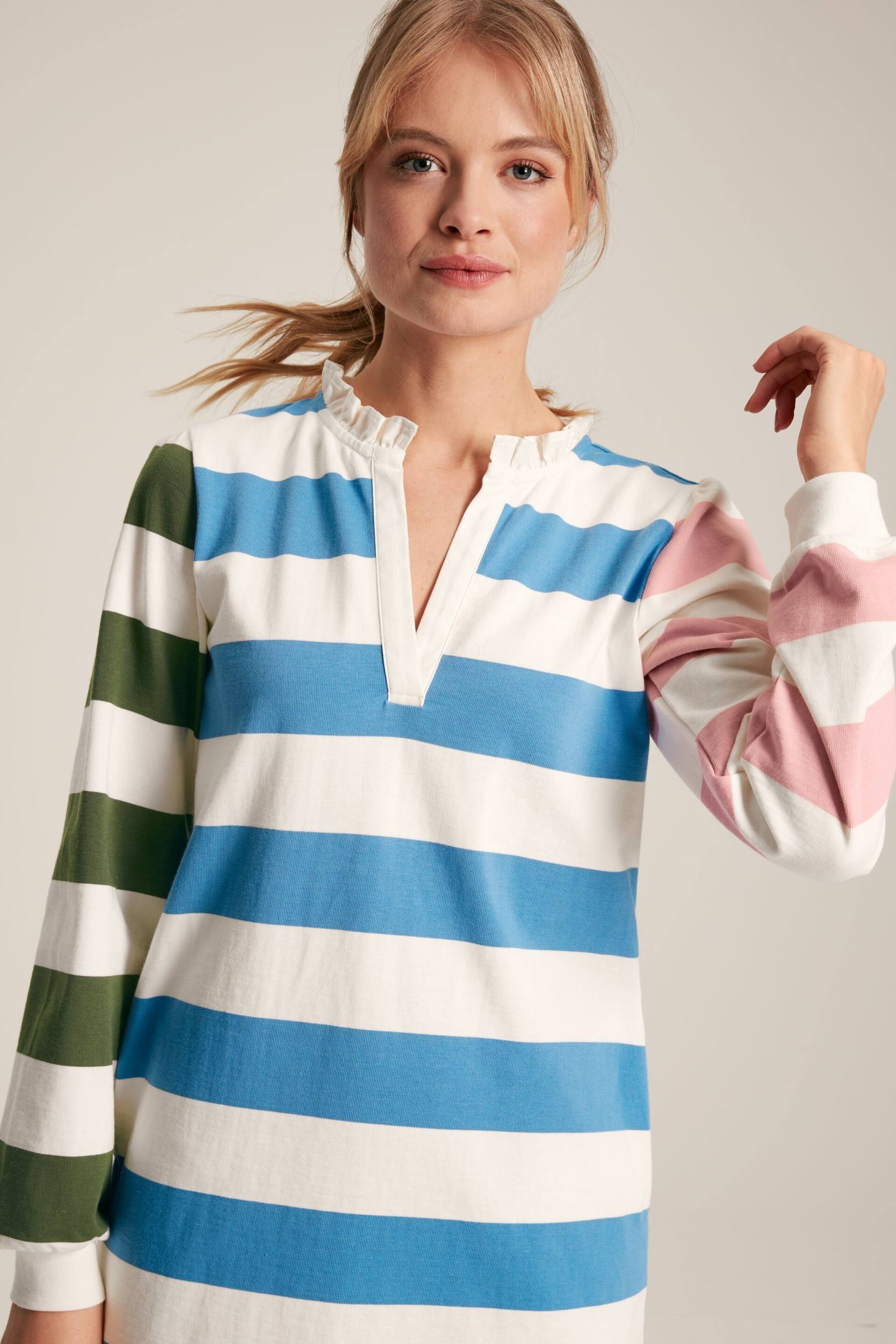 Joules Sophia Multi Striped Cotton Rugby Shirt Dress - Image 3 of 6