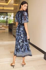 Lipsy Blue Placement Print Short Sleeve Midi Dress - Image 2 of 4