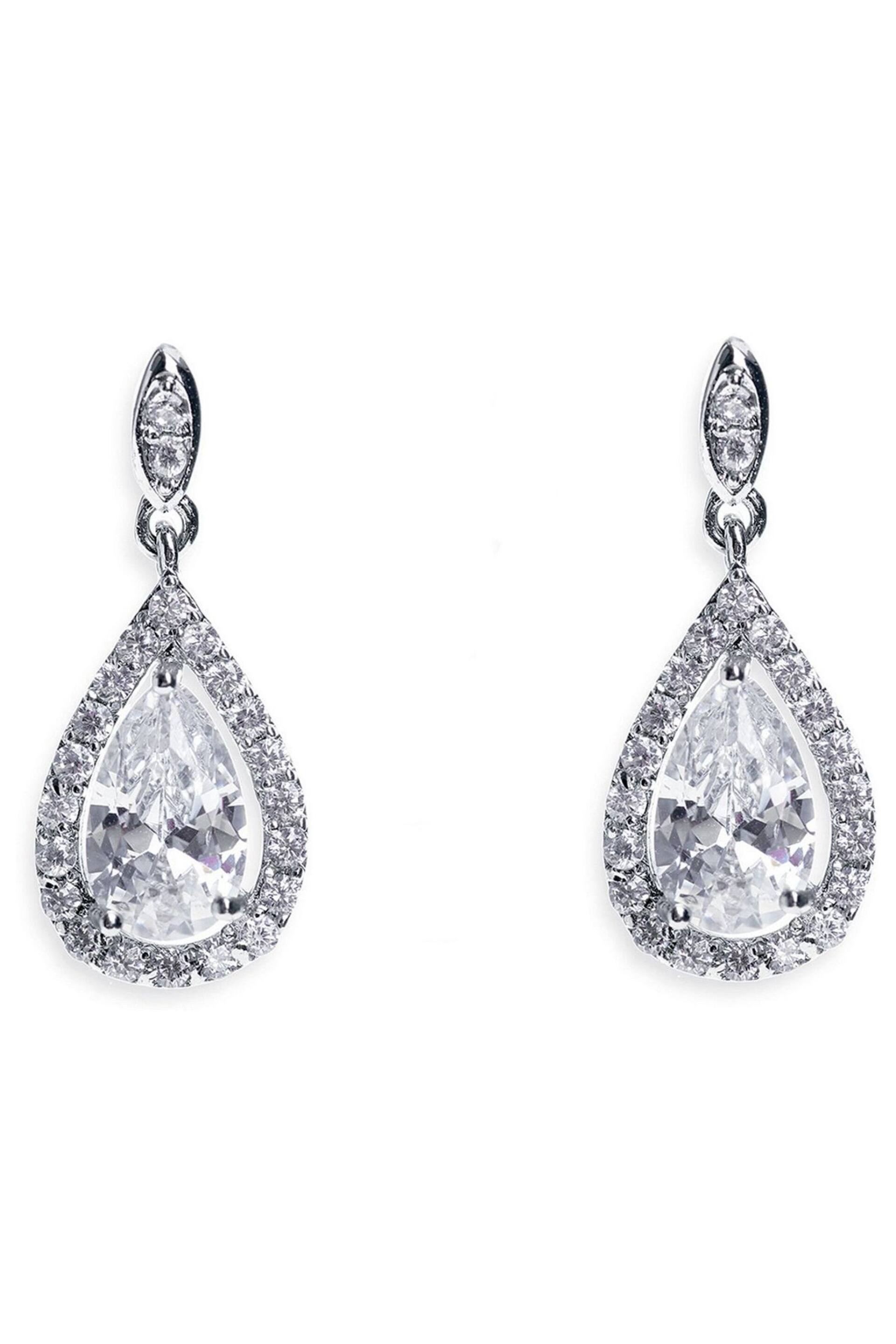 Ivory & Co Rhodium Belmont And Crystal Teardrop Earring - Image 1 of 5