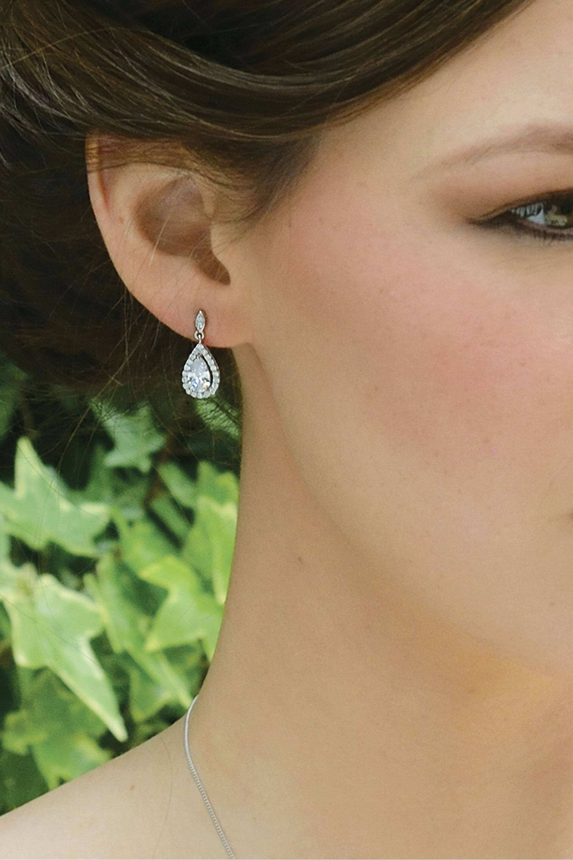 Ivory & Co Rhodium Belmont And Crystal Teardrop Earring - Image 4 of 5
