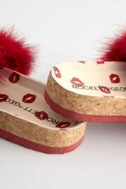 Rockett St George Red Lips Print Faux Fur Clog Sliders - Image 6 of 8