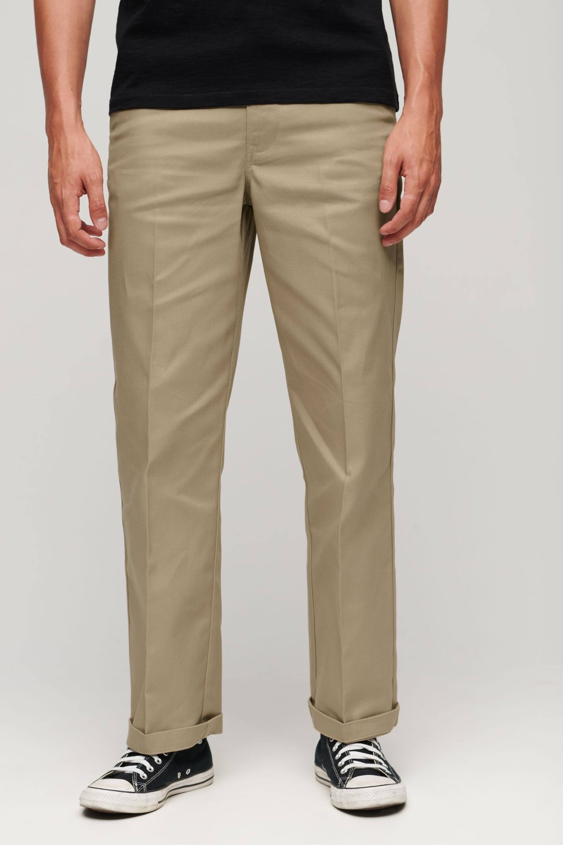 Superdry Brown Straight Chinos Trousers - Image 1 of 6