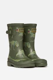 Joules Jnr Khaki Green Printed Dinosaur Wellies - Image 2 of 7