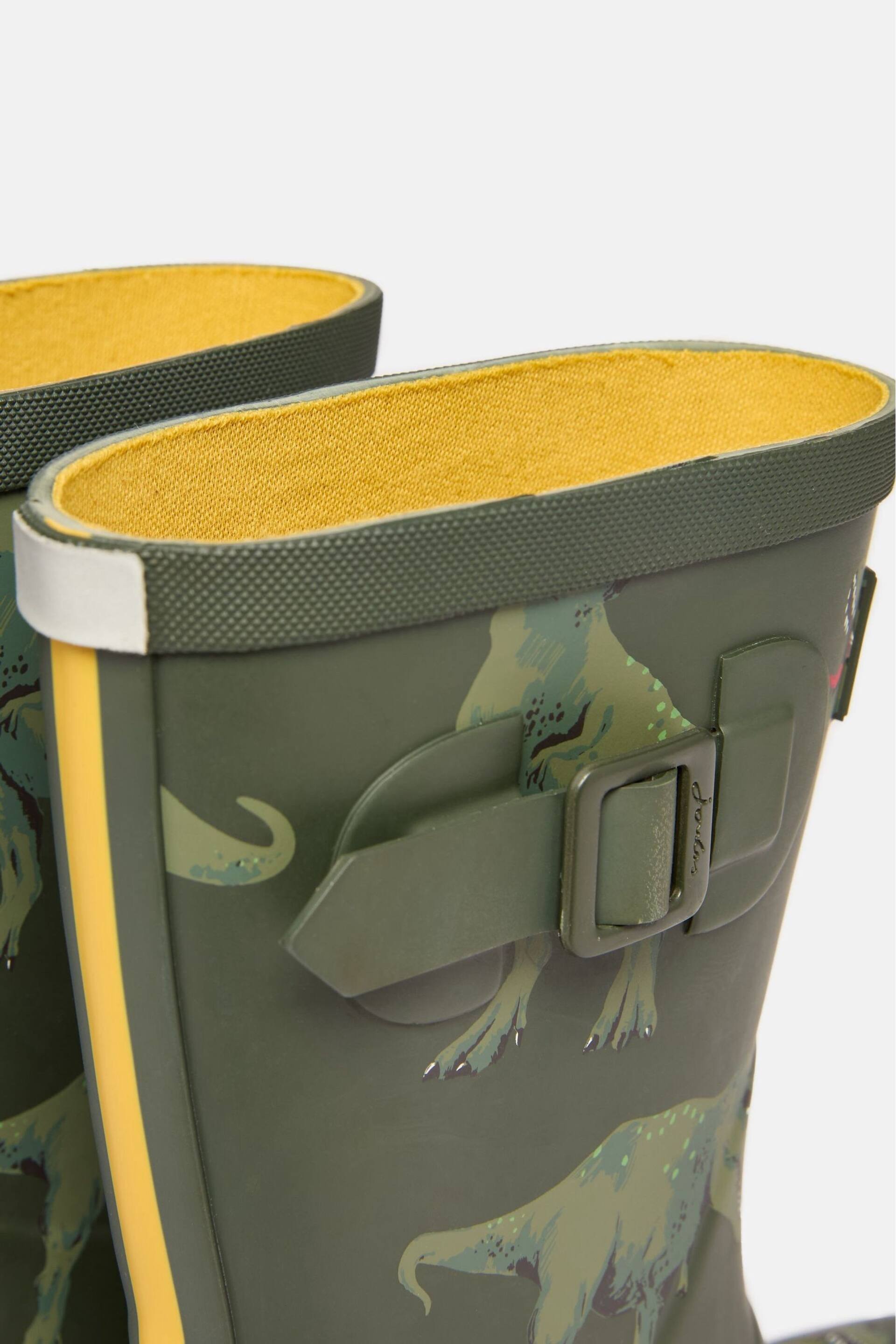 Joules Jnr Khaki Green Printed Dinosaur Wellies - Image 5 of 7