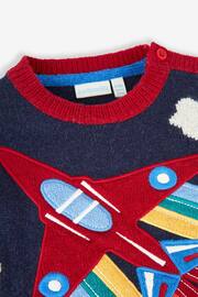 JoJo Maman Bébé Navy Blue Red Arrows Appliqué Scene Jumper - Image 2 of 2