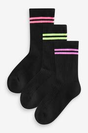 Black Regular Length Cotton Rich Cushioned Sole Ankle Socks 3 Pack - Image 1 of 4
