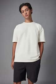 Ecru White Relaxed Fit Seersucker Texture T-Shirt - Image 4 of 8