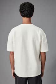 Ecru White Relaxed Fit Seersucker Texture T-Shirt - Image 5 of 8