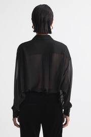 Reiss Black Adaline Oversized Sheer Button-Through Shirt - Image 5 of 5