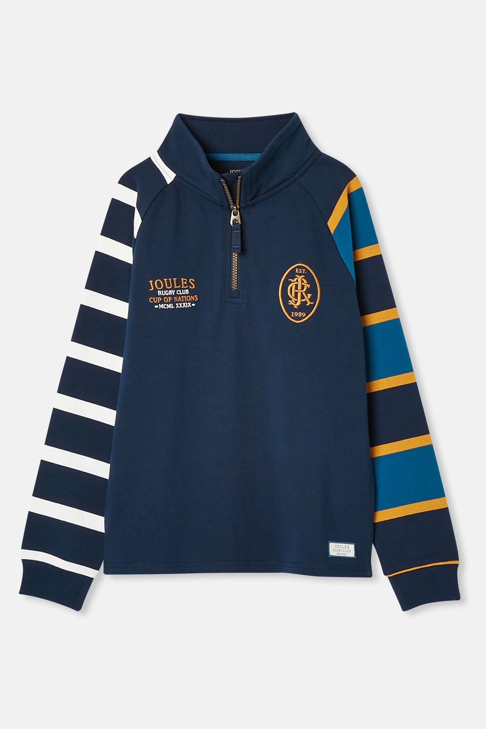 Joules Ellis Navy Quarter Zip Rugby Sweatshirt - Image 7 of 13