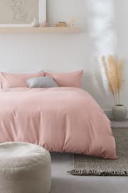 Pink Easy Care Polycotton Plain Duvet Cover and Pillowcase Set - Image 2 of 6